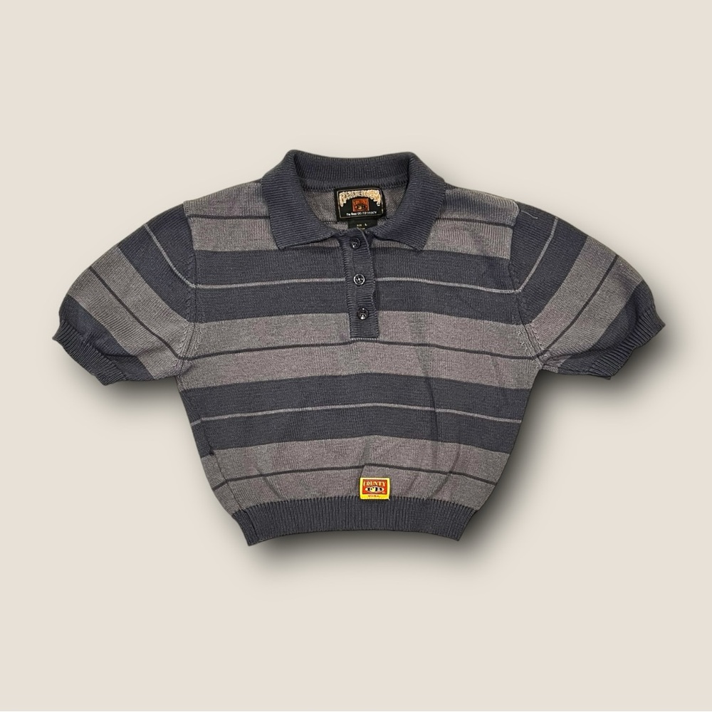 ★ FB County Charlie Brown Women’s Striped Grey & Brown Crop Top ★